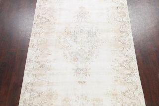 Antique Muted Distressed Kirman Geometric Area Rug Hand - knotted Oriental 6x10 ft 3
