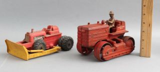 Antique Arcade Cast Iron International Diesel & Auburn Rubber Bulldozer Tractor