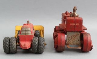 Antique Arcade Cast Iron International Diesel & Auburn Rubber Bulldozer Tractor 5