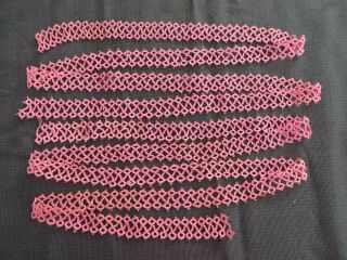 Antique Vtg Hand Tatted 5/8 in Wide LACE Pink 92 