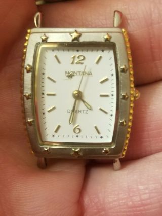 Montana Silversmiths Watch Cowgirl Silver Gold Plate Flex White Face Battery