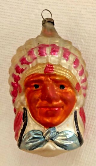 Antique Vintage Indian W Full Headdress German Figural Christmas Tree Ornament