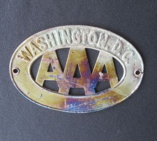 Vintage Aaa Washington D C License Plate Topper Badge