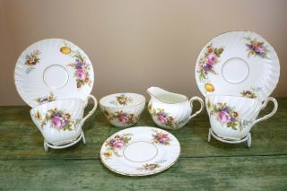 Vintage Tea For Two By Foley China England Roses Flowers Gilded Rims