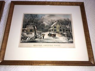 Antique Currier Ives American Homestead Winter,  Summer Autumn Spring Lithographs