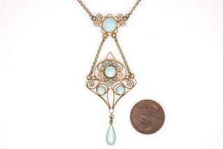 Pretty Antique Norwegian Silver Gilt & Enamel Necklace By Marius Hammer C1910