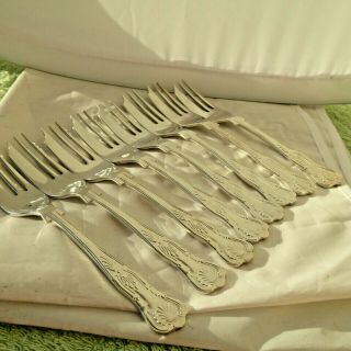 Vintage Silver Plate Epns A1 Kings Pattern Set Of 8 Cake Forks 5.  5 " Long