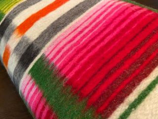 VTG Southwestern Mexican Serape Thick Reversible Wool Blanket Rug Tapestry 94x62 4