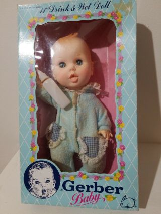 Vintage Gerber Baby Doll Drink And Wet Jointed Plastic 1989 11”