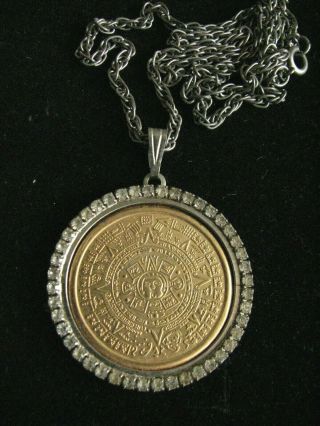 Vintage Tribal Rhinestone Necklace Pendant