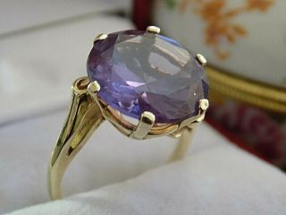 Antique 14k Yellow Gold 6ct Color Changing Sapphire Solitaire Ladies Ring 5.  6g