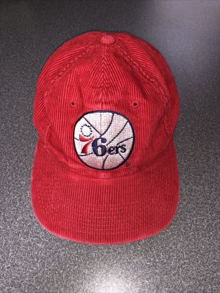 Vintage Philadelphia 76ers Sixers Throwback Retro Corduroy Hat Cap Red Usa Nba