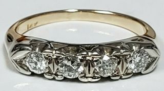 Antique European Cut Diamond.  25 Carat Wedding Band Ring 14k Yellow Gold Estate