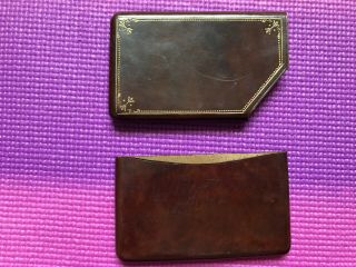 Vintage Brown Leather Business Card Holder