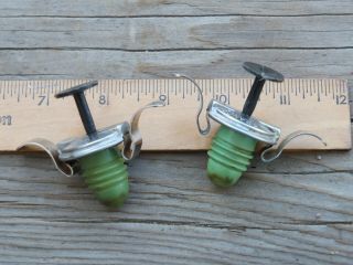 2 @ Vintage Inox Made In France Bottle Stoppers Green Rubber Ships