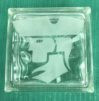 Vtg Architectural Glass Block Square Etched Patriot Brick For Window Wall Crafts