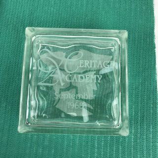 Vtg Architectural Glass Block Square Etched Patriot Brick for Window Wall Crafts 2