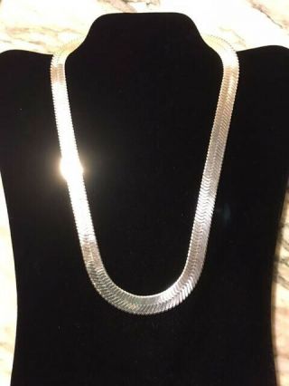Vintage Sterling Silver Necklace 20 " Long - 1/2 " Thick.  Metal Purity.  925