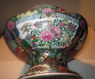 Signed Antique Chinese Famille Rose - Porcelain Footed Bowl - Monumental