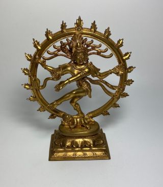Vintage Sino Tibetan Gilt Bronze Effect Great God Shiva God Model Figure 16cm