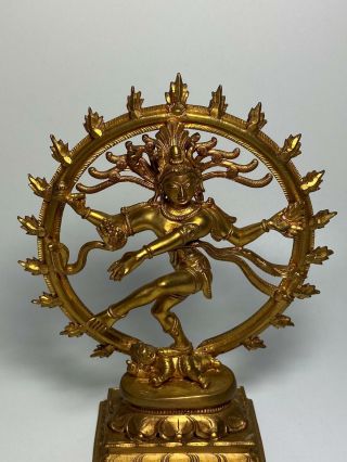 Vintage Sino Tibetan Gilt Bronze Effect Great God Shiva God Model Figure 16cm 2