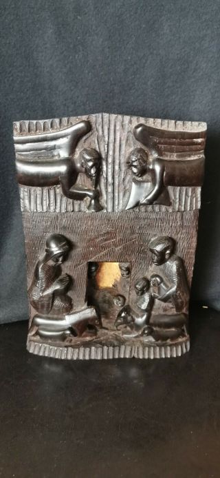 Vintage Wooden Hand Carved Nativity Scene