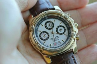 Rare Vintage Orient Youtry Chronograph Watch With Leather Strap