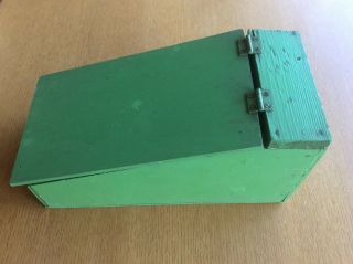 Vintage Green Painted Wooden Storage Box,  Shoebox? Hand Made,  1920s 1930s 3