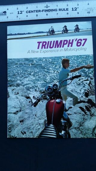 Vintage 1967 Triumph Motorcycle Full Line Color Ad 120tt T120r T100r G - Cond