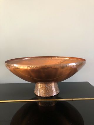 Vintage 1950s Mid Century Modern Hammered Copper Pedestal Bowl Ornament