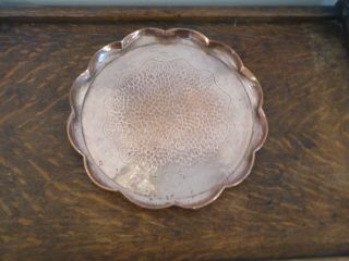 Vintage Round Copper Tray With Piecrust Edging 28cm 2cm