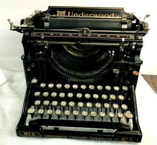 Vintage Underwood Number No.  5 Antique Typewriter,