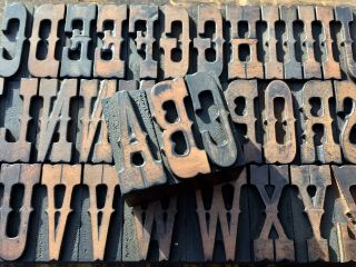 Antique Vtg American Type Ornate Fancy Wood Letterpress Print Type Letter Set