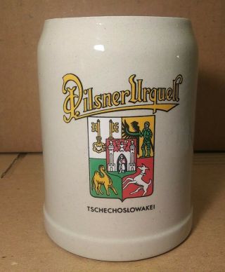 Vintage Pilsner Urquell Gerz Stoneware Beer Tank Stein Mug 0.  5l
