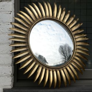 Vintage Mid Century Hollywood Regency French Sunburst Starburst Convex Mirror
