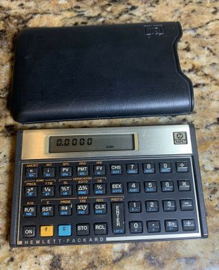 Vintage Hewlett Packard Hp 12c Financial Calculator With Case.