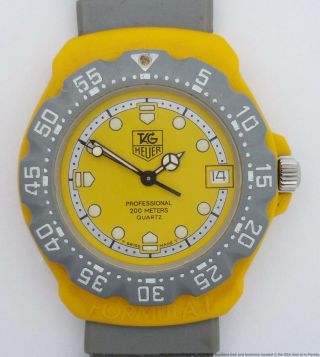 Vintage Tag Heuer Formula 1 382.  513 Mens Mid Size Grey Yellow Watch To Fix