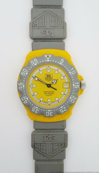 Vintage Tag Heuer Formula 1 382.  513 Mens Mid Size Grey Yellow Watch to Fix 2