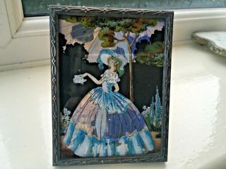 Vintage Butterfly Wing Picture Of Lady In Period Dress