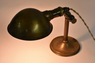 Adjustable Desk Table Task Lamp Brass Hubbell Shade Ge Socket Antique Light