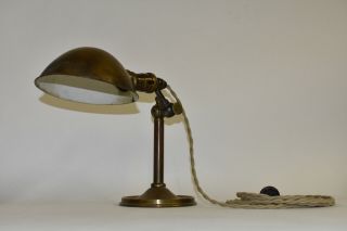 Adjustable Desk Table Task Lamp Brass Hubbell Shade GE Socket Antique Light 3