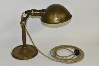 Adjustable Desk Table Task Lamp Brass Hubbell Shade GE Socket Antique Light 6
