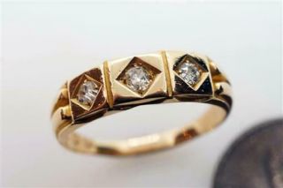 Antique Victorian English 18k Gold Old Cut Diamond Trilogy Ring C1883 N/res