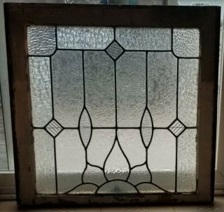 Antique Textured Leaded Stained Glass Double Hung Window 24.  5 X 23.  5 Orig Frame