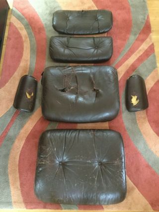 Brown Leather Herman Miller Eames Lounge Chair And Ottoman Cushions Ca.  1978