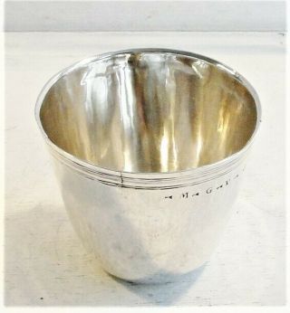 Fine & Early French 18th Century Solid Silver Tumbler Cup Metz 1735