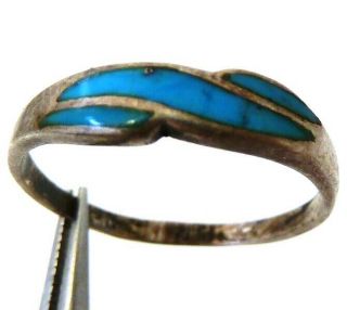 Native American Navajo Sterling 925 Silver Turquoise Vintage Ring Band Size 5