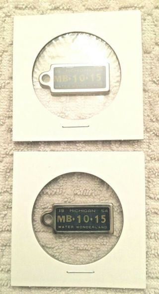 1954 Michigan Vintage Dav Keychain License Plate Tags Matching Pair