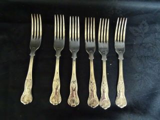Vintage Sheffield Silver Plate 6 Kings Pattern Forks