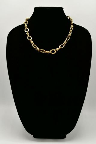Francesca Visconti Vintage Heavy Collar Linked Necklace Gold Tone Chain Bin3 2